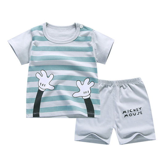 New baby suit cotton children's clothes summer boy two-piece suit
